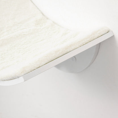 PawHut Wood Cat Shelves, Wall-Mounted Cat Shelter, Curved Kitten Bed Perch Climber Furniture 41 x 28 x 21cm White