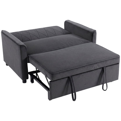 HOMCOM 2 Seater Sofa Bed, 3-in-1 Convertible Pull Out Sleeper Sofa with Clik-Clack Adjustable Backrest, Dark Grey