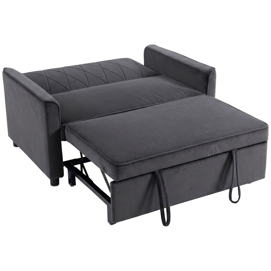 HOMCOM 2 Seater Sofa Bed, 3-in-1 Convertible Pull Out Sleeper Sofa with Clik-Clack Adjustable Backrest, Dark Grey