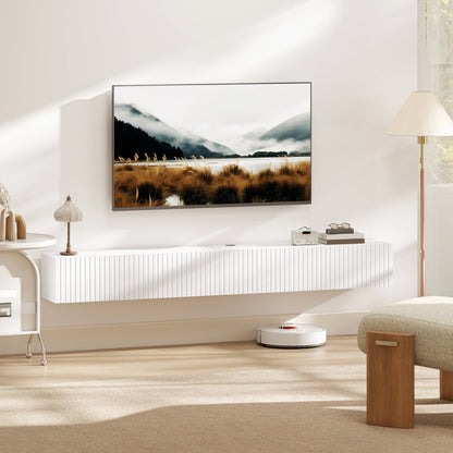HOMCOM 80cm Floating TV Stand, Wall Mount TV Unit with Cable Management Hole, Fits up to 72" TV, White
