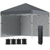 Outsunny 3 x 3 (M) Pop Up Gazebo, UPF 30+ with 2 Sidewalls, Leg Weight Bags and Wheeled Bag, Height Adjustable Party Tent Event Shelter for Garden, Patio, Dark Grey
