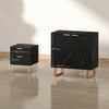 HOMCOM Sideboard, Accent Cabinet with Marble Effect, Adjustable Shelf, Fluted Doors and Drawers, Black