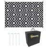 Outsunny Reversible Outdoor Rug, Plastic Straw Mat w/ Carry Bag Ground Stakes for Garden RV Picnic Beach Camping 182x274cm Black