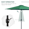Outsunny 3(m) Tilting Parasol Garden Umbrellas, Outdoor Sun Shade with 8 Ribs, Tilt and Crank Handle for Balcony, Bench, Garden, Green