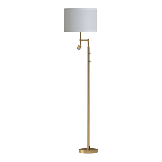 HOMCOM Modern Floor Lamp with Built-In Reading Light, Standing Lamp with Independent Switch, Copper