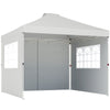 Outsunny Pop Up Gazebo Waterproof Height Adjustable Canopy with 3 Sidewalls Wheeled Bag for Parties 3 x 3 m White