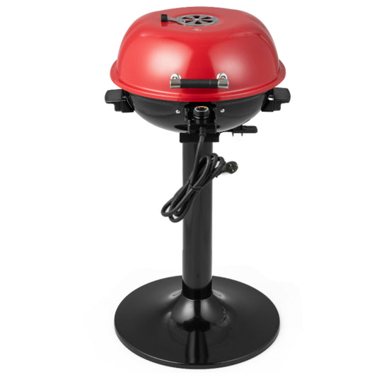 Electric BBQ Grill with Removable Non-Stick Grilling Rack standing on a round black base