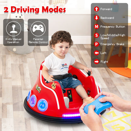Boy holding a remote control for the red kids electric car with driving modes explained
