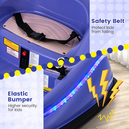 The kids electric car has a safety belt and elastic bumper for security