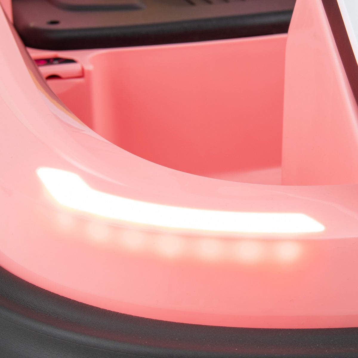 The front bumper light of the kids electric car illuminated
