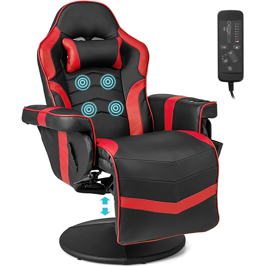 Electric Massage Gaming Chair in red and black with a remote control