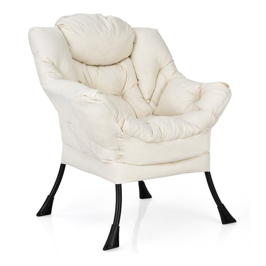 Elegant Polyester Fabric Recliner Chair with Steel Frame in beige, a comfortable accent chair with a steel frame