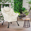 Elegant Polyester Fabric Recliner Chair with Steel Frame-Beige