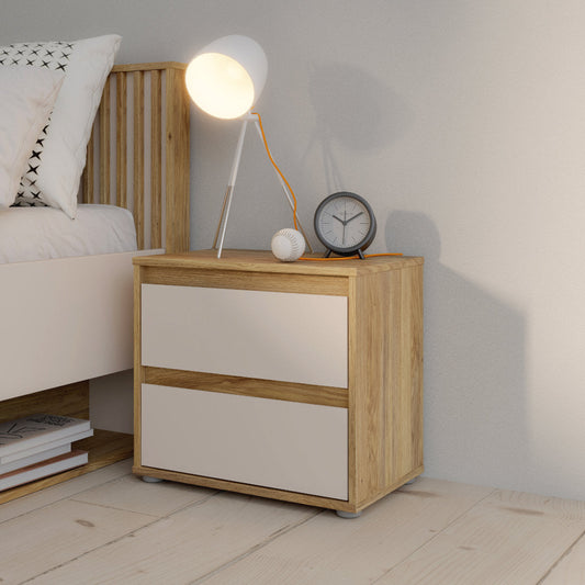 Eliston 49cm 2 Drawer Bedside Table (EGMK011) in Mauvella Oak and Sand