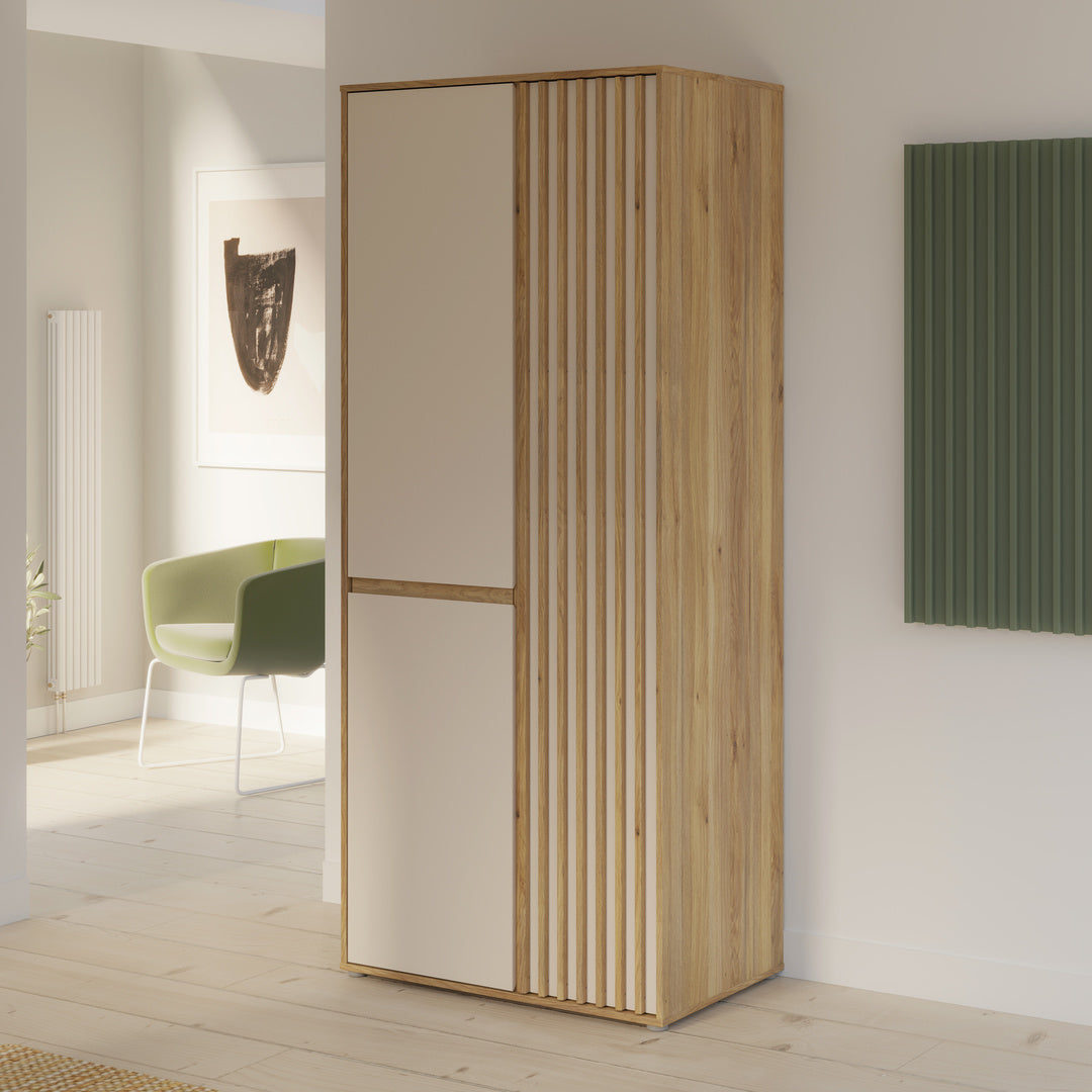 Eliston 84cm 2 Door Wardrobe (EGMS822) in Mauvella Oak and Sand
