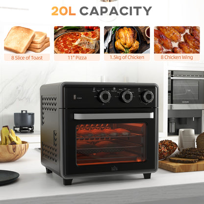 HOMCOM 20L Mini Convection Oven in Black