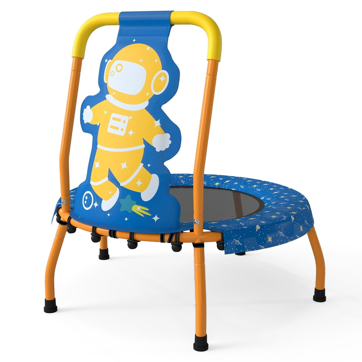 EN71 Certified Cute Children Trampoline with Foam Padded Handle in Blue