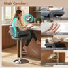 HOMCOM Bar Stools Adjustable Swivel Kitchen Chairs with Backrest Armrest Set of 2 PU Leather Grey