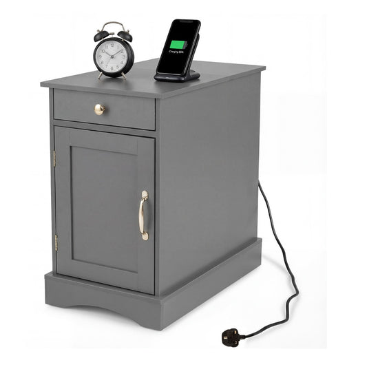 End Table with a charging station, alarm clock and smartphone on top