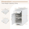 End Table Narrow Nightstand Bedside Table with Charging Station-White