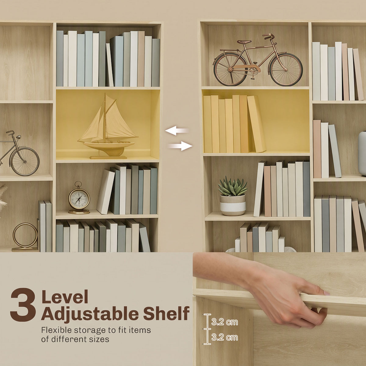 HOMCOM Bookcase with Open Storage in Oak