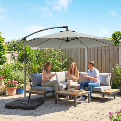 Outsunny 3m Overhanging Parasol in Light Grey