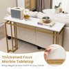 Gold Console Table with Faux Marble Tabletop and Geometric Metal Frame-White