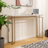 Gold Console Table with Faux Marble Tabletop and Geometric Metal Frame-White