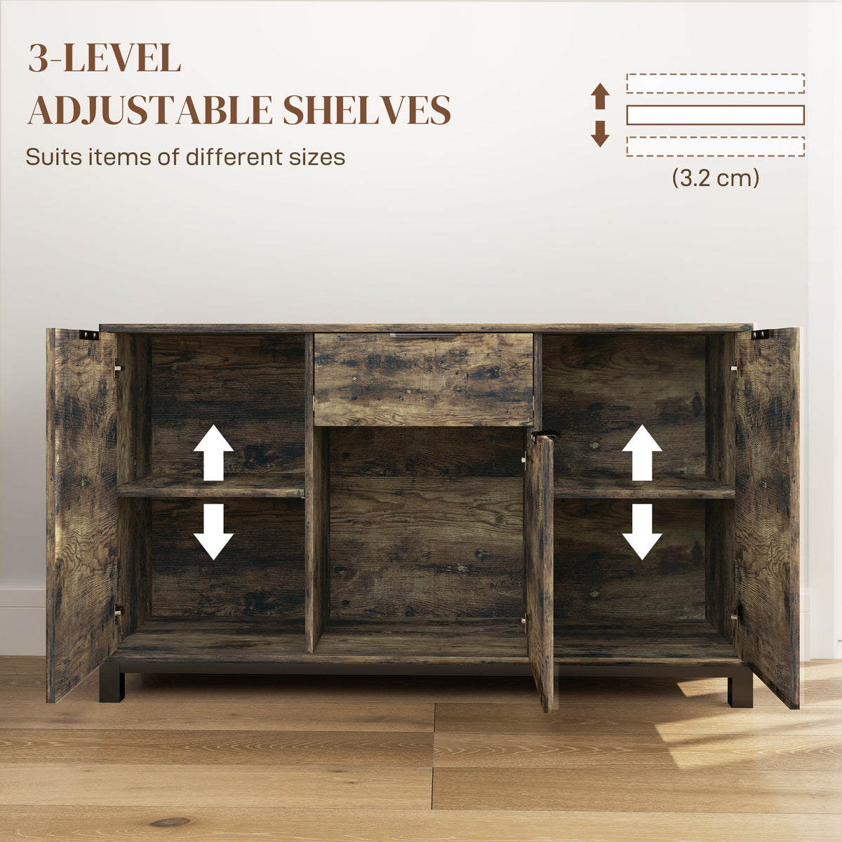 HOMCOM Sideboard in Rustic Brown