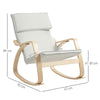 HOMCOM Comfortable Relax Rocking Chair, Upholstered Lounge Chair Recliner with High Back and Headrest for Living Room, Bedroom, Cream White