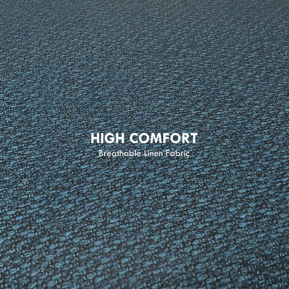 HOMCOM Round Linen-Look Storage Ottoman in Blue
