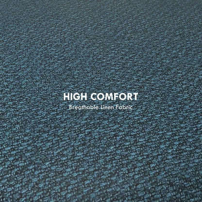 HOMCOM Round Linen-Look Storage Ottoman in Blue