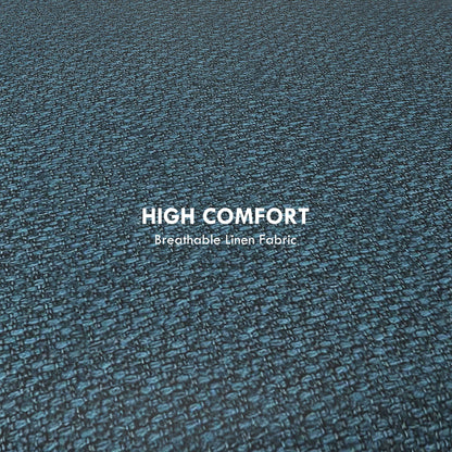 HOMCOM Round Linen-Look Storage Ottoman - Blue