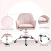 HOMCOM Velvet-Feel Tub Office Chair, with Seat Cushion - Pink