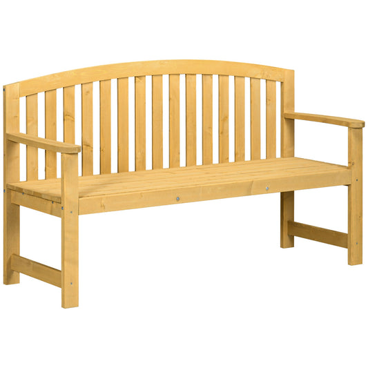Outsunny 2 Seater Wooden Garden Bench with Armrest, Outdoor Furniture Chair for Park, Balcony, Orange