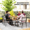 Outsunny 6 Seater Wooden Garden Dining Table, 175 x 80 cm Rectangular Outdoor Dining Table with 5cm Parasol Hole and Slatted Top, Weather Resistant for Patio, Terrace, Brown