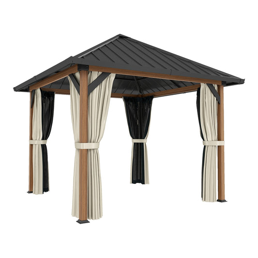 Outsunny Hardtop Gazebo in Walnut Brown
