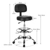 Ergonomic Drafting Chair Set of 2 with Backrest and Adjustable Footrest-Black
