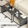 HOMCOM Coffee Tables Set of 2, Industrial Nest of Tables with Metal Frame for Living Room Bedroom, Dark Grey Marble Effect