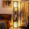 Double Floor Lamp with 2 Tier Storage Shelves and Foot Switch