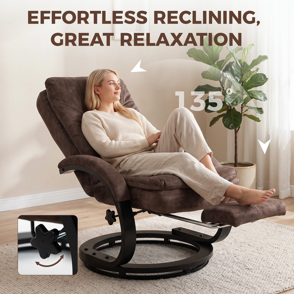HOMCOM Swivel Recliner Chair in Dark Brown