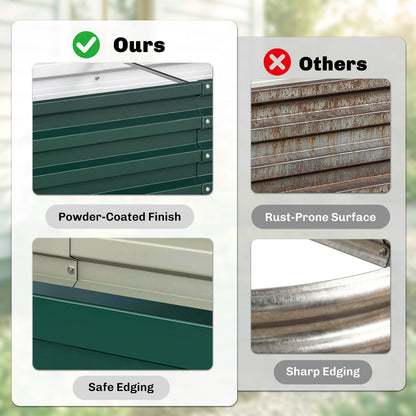 Outsunny Set of 2 Raised Beds for Garden, Galvanised Outdoor Planters for Herbs Vegetables, Use for Patio Balcony, Green