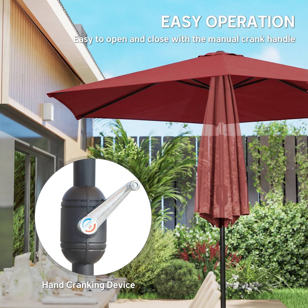 Outsunny 2.6 m Garden Parasol Umbrella with Aluminium Pole in Wine Red