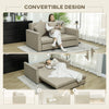 HOMCOM 2 Seater Sofa Bed with Hidden Storage, Pull Out Convertible Bed Settee, Modern Velvet Loveseat Sofa Sleeper with 2 Cushions for Living Room, Guest Room, Light Brown
