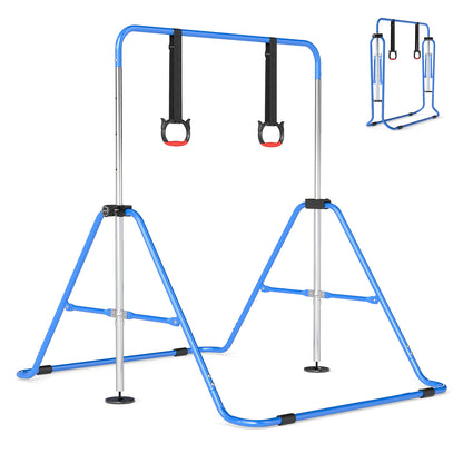 Expandable Gymnastic Bar shown in full with a smaller inset view of the folded frame
