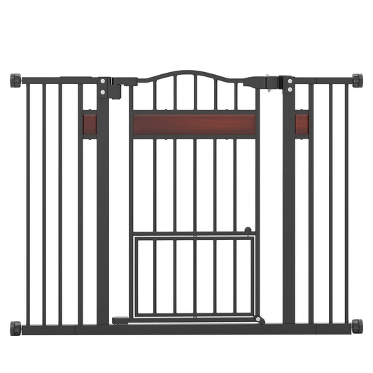 Extra Wide Walk Through Pet Gate with a central opening and a curved top bar