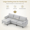 Extra Large L-Shaped Sofa with 4 USB Ports, Solid Metal Legs-Light Grey