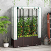 Outsunny Raised Garden Bed with Trellis, Plastic Planter Box with PE Cover, Drainage Holes, Drain Plugs and Water Reservoirs for Climbing Plants, Vegetables, Flowers, 120 x 40 x 140 cm