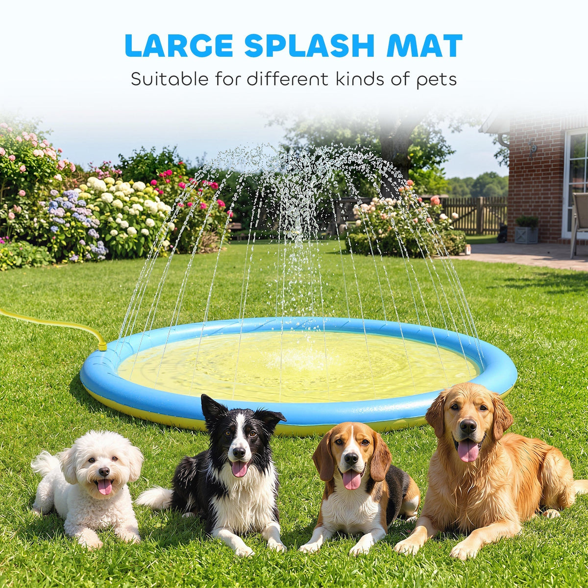 PawHut Dog Splash Pad  for Garden, Patio, Summer Fun, 170 cm