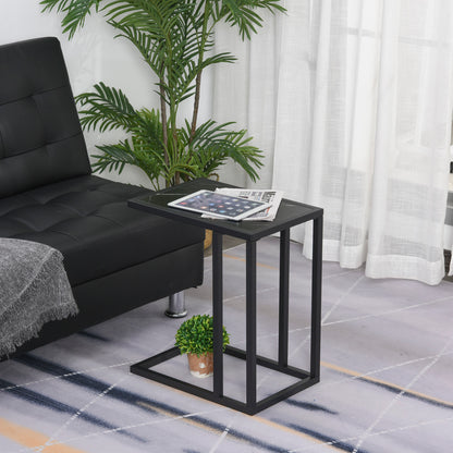 HOMCOM C Shape Bedside Table in Black